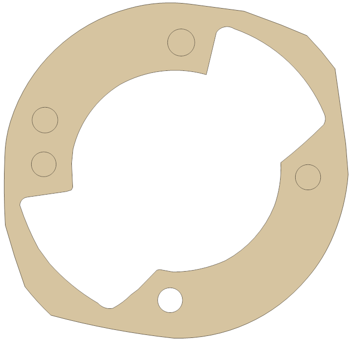 Bultaco Base gasket outline, OEM 10310-025A, B material