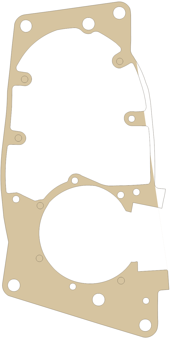 Bultaco Center Case gasket outline, OEM 12010-004A, A material