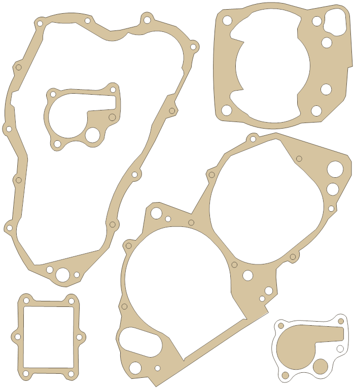 -Mini Sets Mini-Gaskets CR250R - 1/2 Scale gasket outline