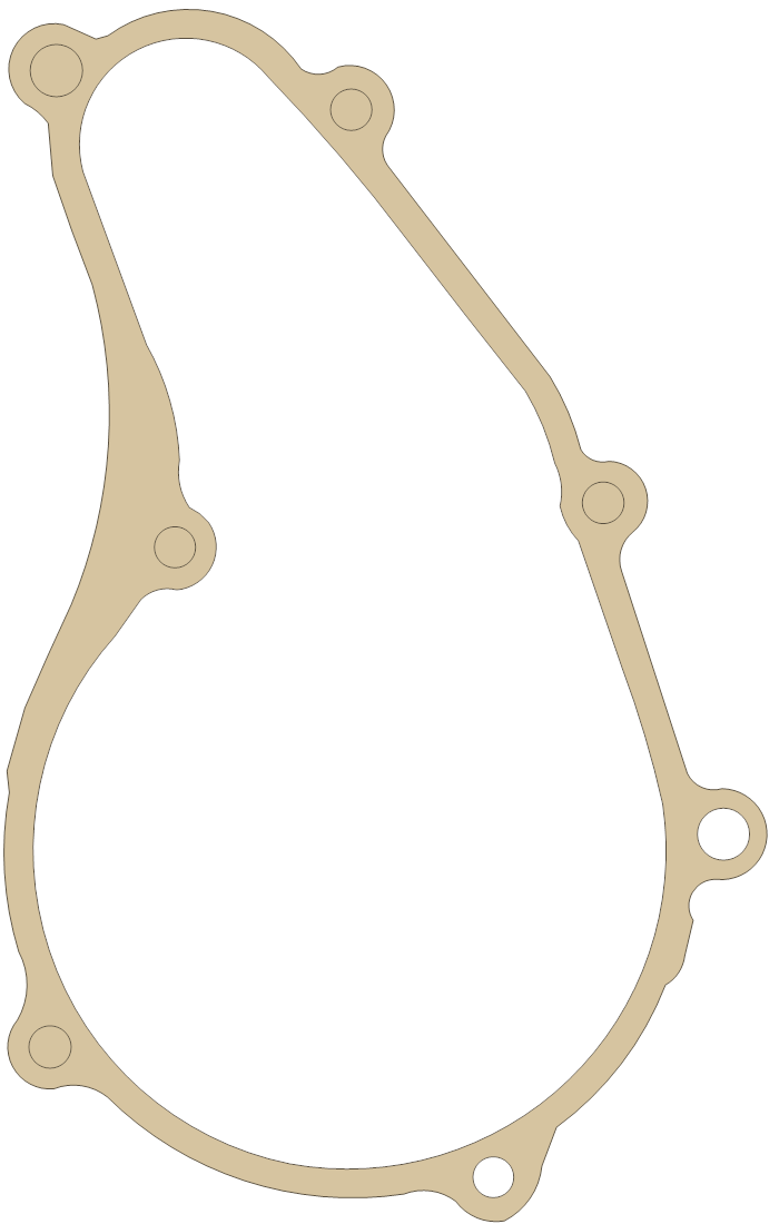 Yamaha Crankcase Cover 2 gasket outline, OEM 3HE-15461-10, A material