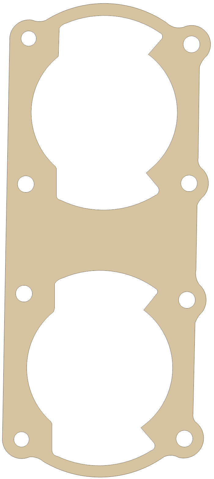 Yamaha Cylinder Base gasket outline, OEM 89N-11351-00, A material