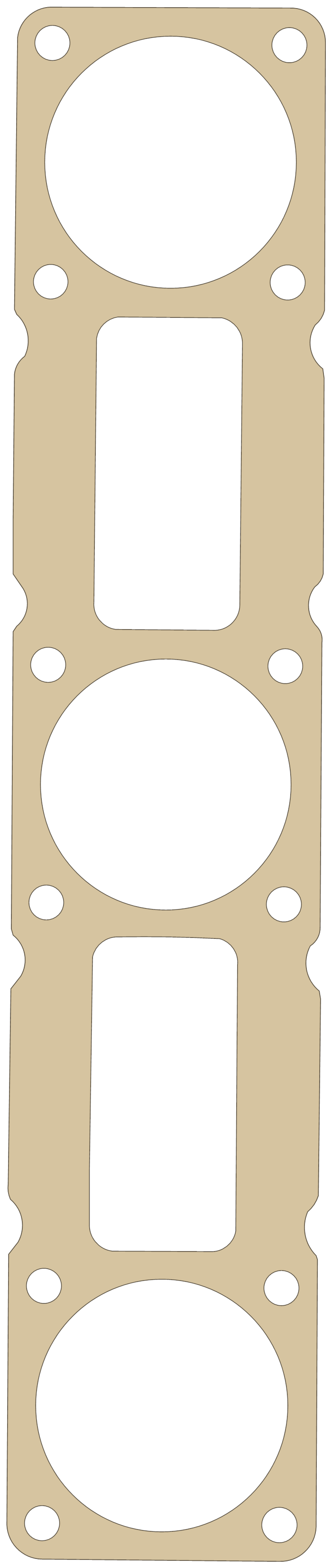 Yamaha Air Cooler gasket outline, OEM 65U-13674-00, A material