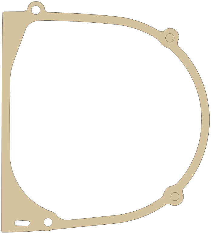 Yamaha Crankcase Cover 2 gasket outline, OEM 483-15451-09, A material