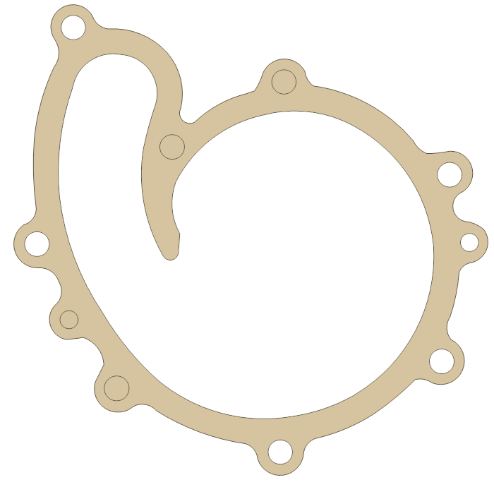 Suzuki GT750 Water Pump Case gasket outline