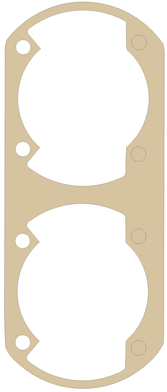 Yamaha Cylinder Base gasket outline, OEM 88F-11351-01, D material